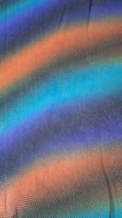 Voal Chifon cu Dungi Diagonale în Gradient – Albastru, Turcoaz, Portocaliu și Violet VOAL1639