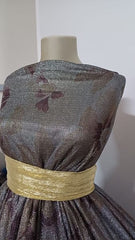 Lurex Argintiu Flori Mov ELA1033