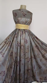 Lurex Argintiu Flori Mov ELA1033