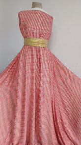 Voal Satinat Alb/Rosu VOAL1065