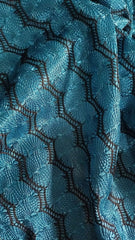 Monkey- Dantela Captusita Turcoaz cu Negru DAN1061