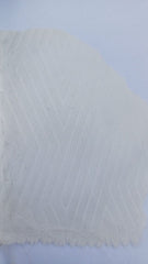 Matase Satinata Ivory Joc De Linii in Relief MAT1247