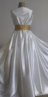 Matase Satinata Ivory Joc De Linii in Relief MAT1247