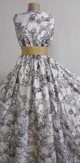 Matase Satinata Alb Negru Pictura Discreta MAT1252