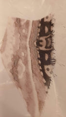 Voal Chifon Alb Dungi Inflorate Maron VOAL1042