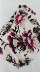 Matase Alba Buchet Floral Grena Roz Negru MAT1014