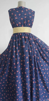 Voal Bleumarin Flori Stilizate VOAL1128