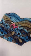 Dantela Negru Flori Colorate Albastru Roz DAN1086