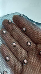 Tull Elastic Negru Picouri Roz ELA1265