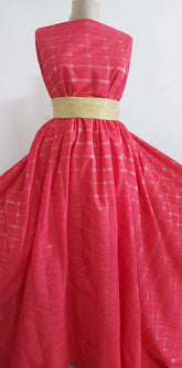 Batist Bumbac Roșu Carouri Argintii BBC1101