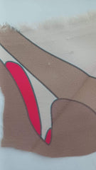 Matase Imprimeu Frunze Exotice Bej Albastru Rosu MAT1372