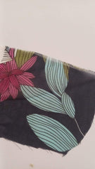 Voal Bleumarin Frunze Bleo Flori Magenta VOAL1179