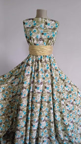 Stofa Imprimeu Floral Olive Turcoaz STO1252