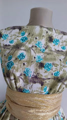 Stofa Imprimeu Floral Olive Turcoaz STO1252