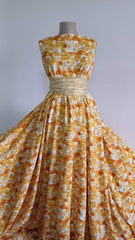 Stofa Imprimeu Floral Mustar Alb STO1251