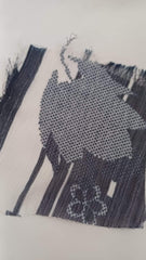 Voal Bleumarin Alb Frunze VOAL1194