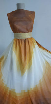 Voal Chiffon Degrade Maron, Ocru și Alb VOAL1189