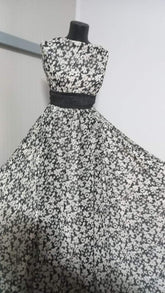 Voal Negru Flori Albe VOAL1095