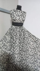 Voal Negru Flori Albe VOAL1095