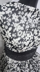 Voal Negru Flori Albe VOAL1095