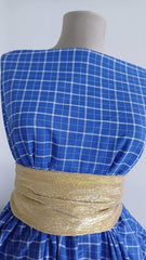 Tesatura Bumbac Albstru Carouri Albe BBC1002