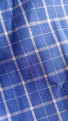 Tesatura Bumbac Albstru Carouri Albe BBC1002