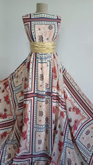 Tripluvoal fin Model Dreptunghiuri înflorate Cărămiziu/Crem/Negru MAT1457