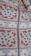 Tripluvoal fin Model Dreptunghiuri înflorate Cărămiziu/Crem/Negru MAT1457