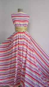 Viscoză batist Dungi Rosu/Mov/Galben/Alb, fibră naturală 100% VIS1105