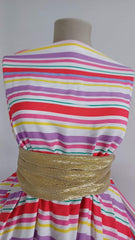 Viscoză batist Dungi Rosu/Mov/Galben/Alb, fibră naturală 100% VIS1105