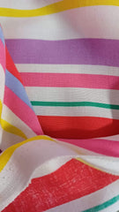 Viscoză batist Dungi Rosu/Mov/Galben/Alb, fibră naturală 100% VIS1105