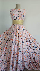 Mătase elastica RozPal cu Flori Mici  Orange/Lila/Bleumarin/Negru MAT1185