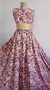 Mătase elastica Roz Antic, cu Flori Caramizii si Fluturi MAT1222