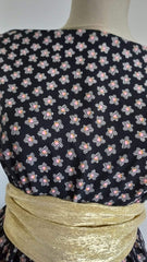 Mătase elastica Negru cu Floricele Albe MAT1299
