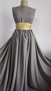 Stofa Milano Textil- Gri cu fir turcoaz STO1108