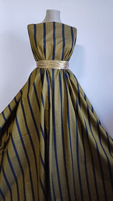 Poplin Mustar cu Dungi Negre, fibra Bumbac 100%BBC1019