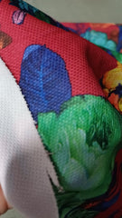 Material Elastic tip Lacoste Rosu Trandafiri Verzi, ELA1243