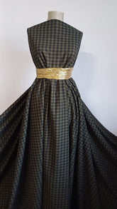 Tesatura Bumbac usor pufos, tip Finet Kaki/Negru BBC1057b