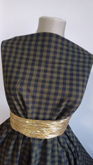 Tesatura Bumbac usor pufos, tip Finet Kaki/Negru BBC1057b