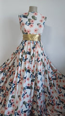 Stofa Crepe Ivory Imprimeu floral Somon STO1043