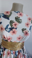 Stofa Crepe Ivory Imprimeu floral Somon STO1043