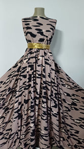 Stofa Crepe Imprimeu Animal Print Bej/Negru/Nude STO1055