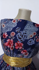 Tricot ponteroma Bleumarin Buchet Floral Rosu Zmeuriu ELA1139