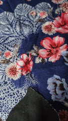 Tricot ponteroma Bleumarin Buchet Floral Rosu Zmeuriu ELA1139