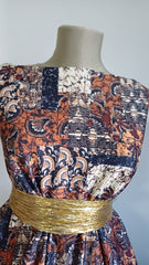 Tricot ponteroma Patrate inflorate Maron/Bej/Negru ELA1113