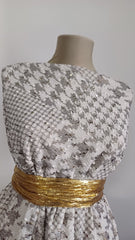 Stofa tip Chanel, Ivory/Grej/Auriu STO1271