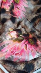 Lycra Maron Crizanteme Roz ELA1326