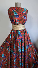 Viscoza Spun Orange cu Flori Turcoaz și Mov, model Paisley
VIS1198