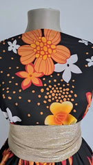 Tripluvoal Negru Intens cu Model Flower Power VOAL1618