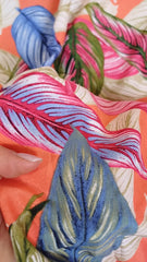 Viscoza Spun Orange cu Pene Rosii, Albastre și Kaki VIS1311